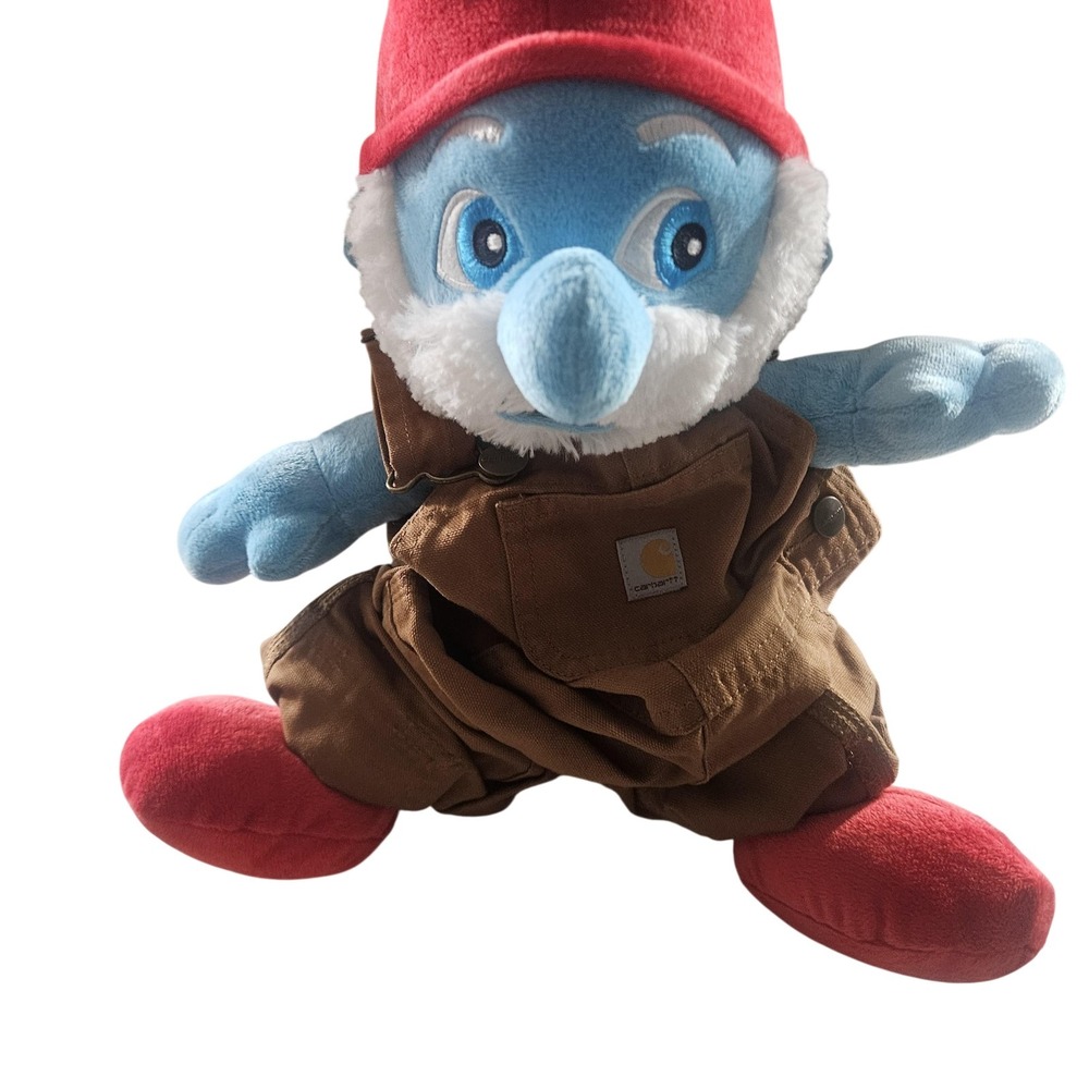 Carhartt Blue Gnome Plush‎ Stuffed Toy Brown Overalls Red Hat Bearded Medium